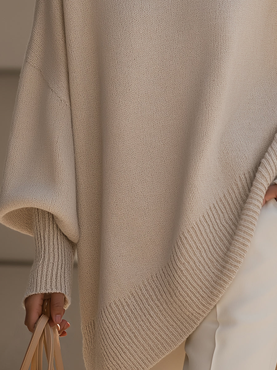 Jennifer | Oversize tröja med drapering och fladdermusärmar