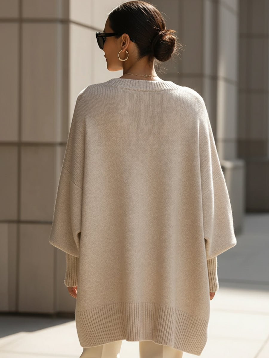 Jennifer | Oversize tröja med drapering och fladdermusärmar
