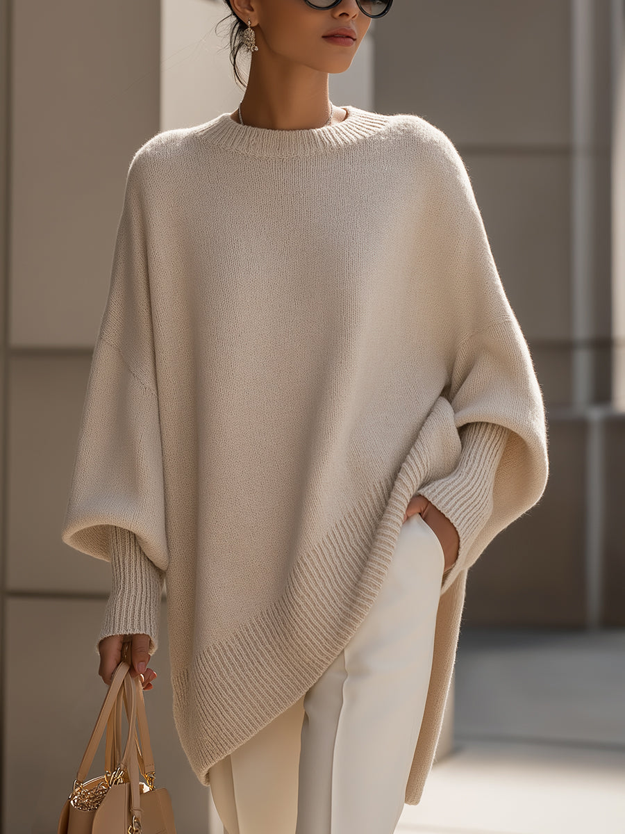 Jennifer | Oversize tröja med drapering och fladdermusärmar