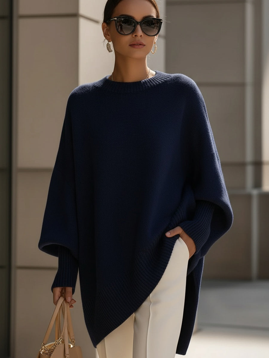 Jennifer | Oversize tröja med drapering och fladdermusärmar