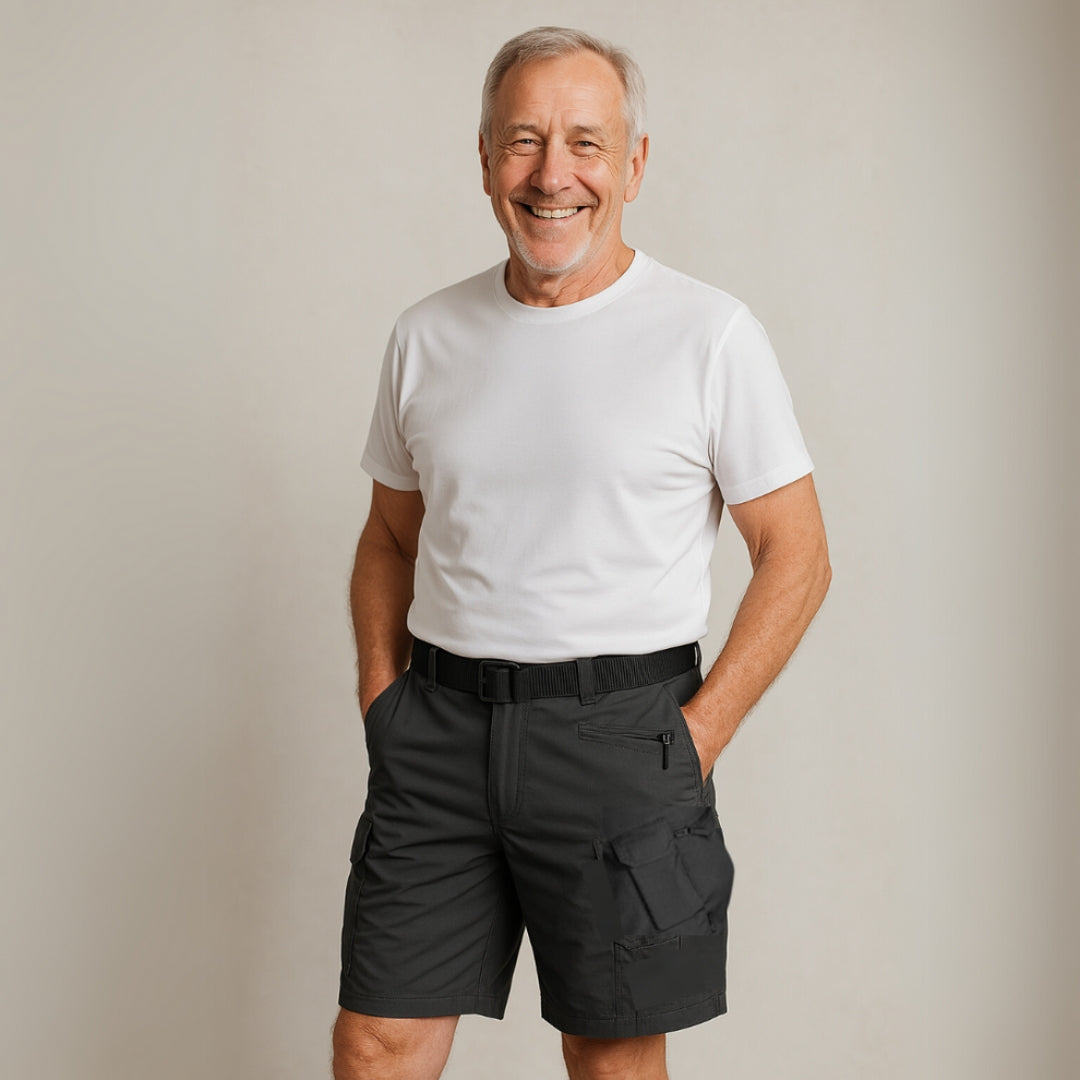 Herr Cargo-shorts med 7 fickor och gratis bälte – Taro