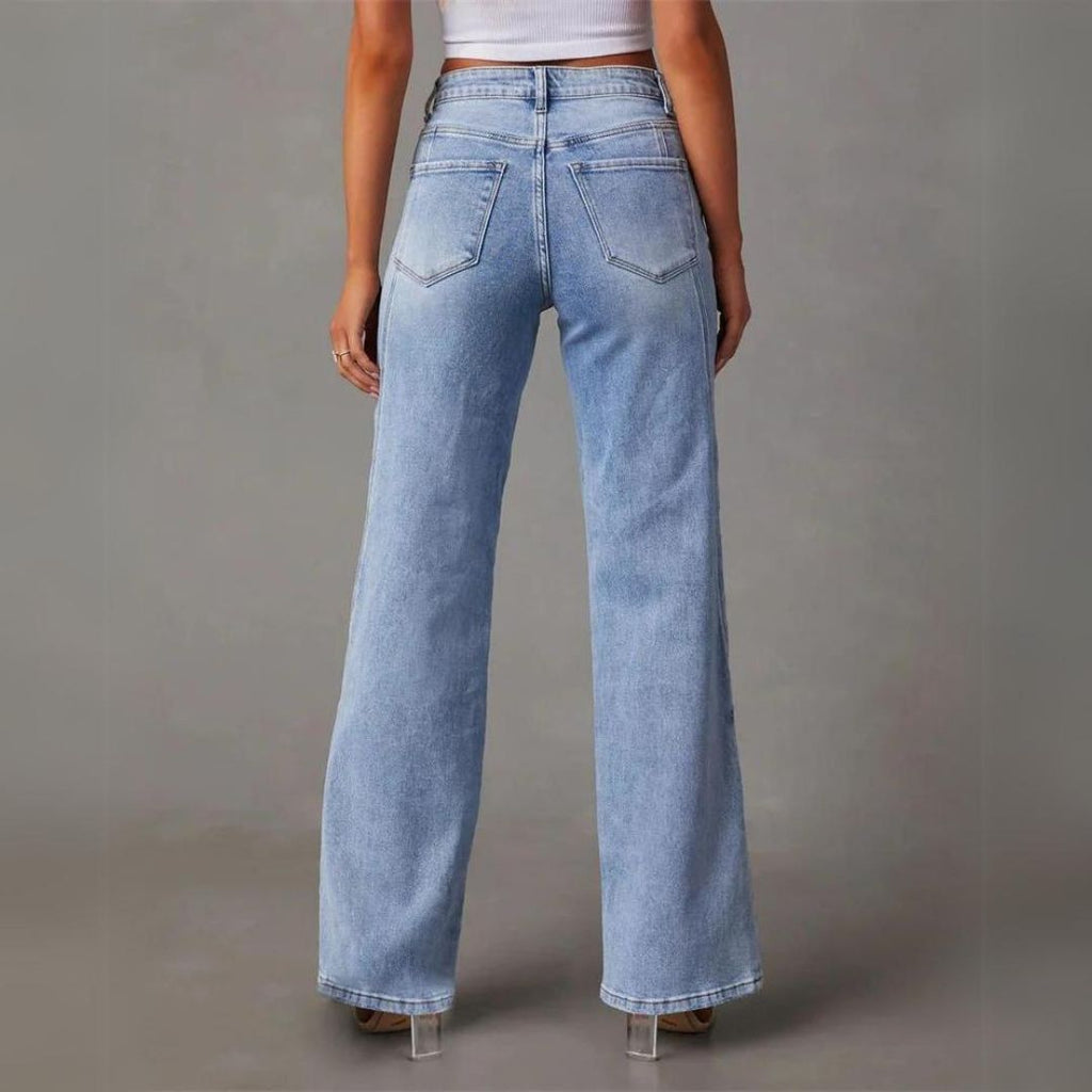 Nora Avslappnade Utsvängda Jeans med Hög Midja | Elin & Sofie