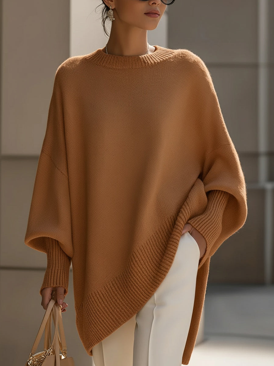 Jennifer | Oversize tröja med drapering och fladdermusärmar