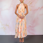 Naomi™ | Romantisk elegans – figursydd akvarellmaxi-klänning