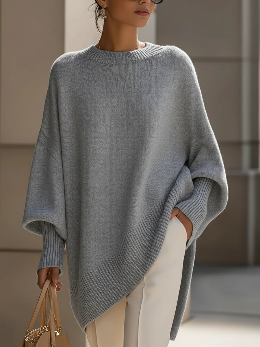 Jennifer | Oversize tröja med drapering och fladdermusärmar