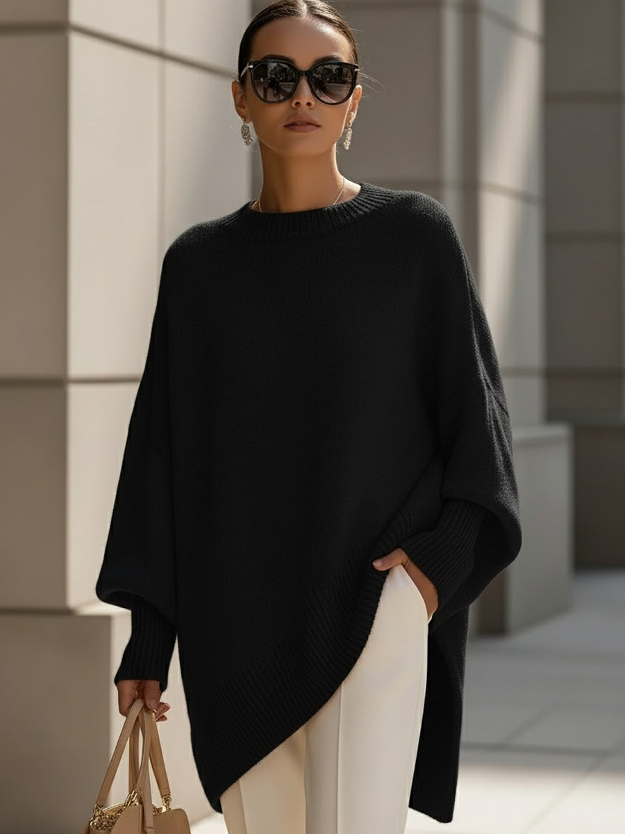 Jennifer | Oversize tröja med drapering och fladdermusärmar