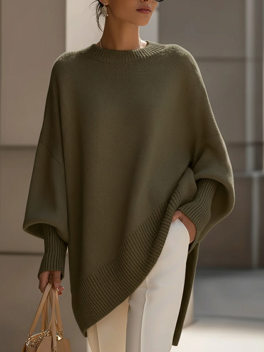 Jennifer | Oversize tröja med drapering och fladdermusärmar