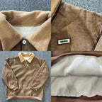 Fleecetröja Pullover - Varm - Knäppning - Corduroy Pullover - Vinterkläder för män