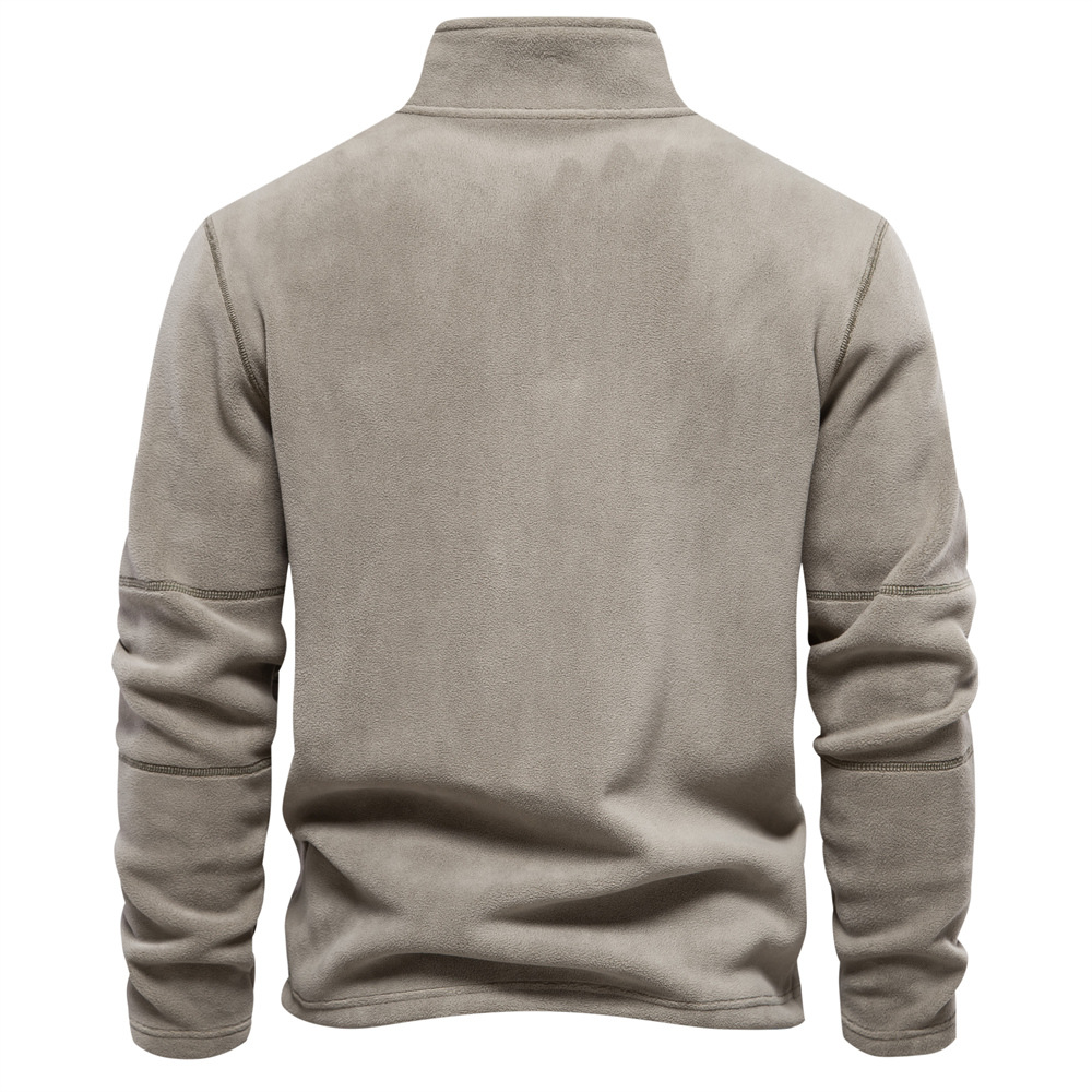 Half Zip Fleece - Varm velourfleecepullover med hög hals för män
