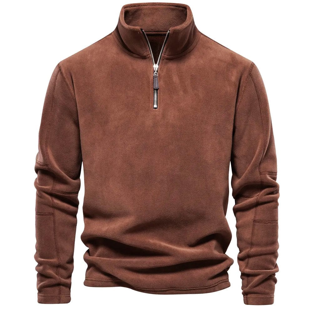 Half Zip Fleece - Varm velourfleecepullover med hög hals för män