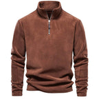 Half Zip Fleece - Varm velourfleecepullover med hög hals för män