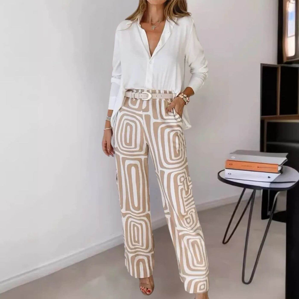 Hanna™ - Stilrent Blus & Byx Set i 2 Delar