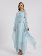 Madelyn | Dam Draperad Långärmad Maxi Bröllopsgästklänning