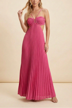 Luella | Dam Halterneckplisserad Maxi Balklänning