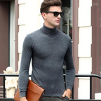 Herr Slim Turtleneck Tröja i Enfärgad Design