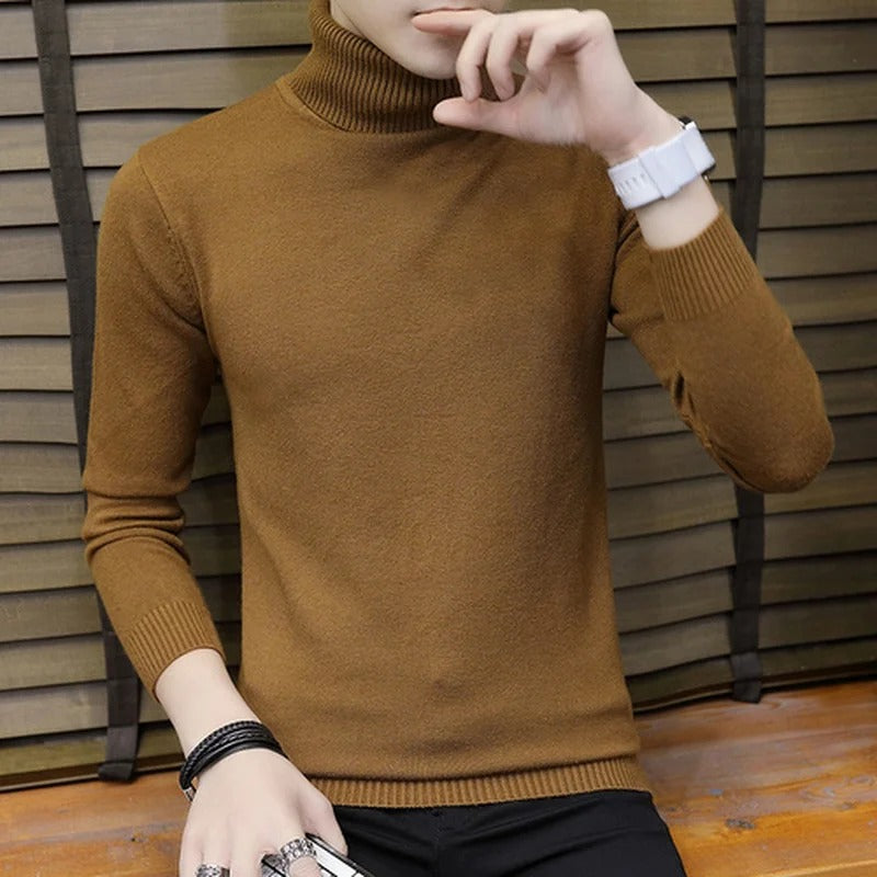 Herr Slim Turtleneck Tröja i Enfärgad Design