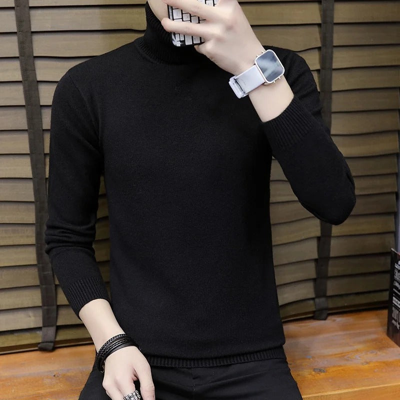 Herr Slim Turtleneck Tröja i Enfärgad Design
