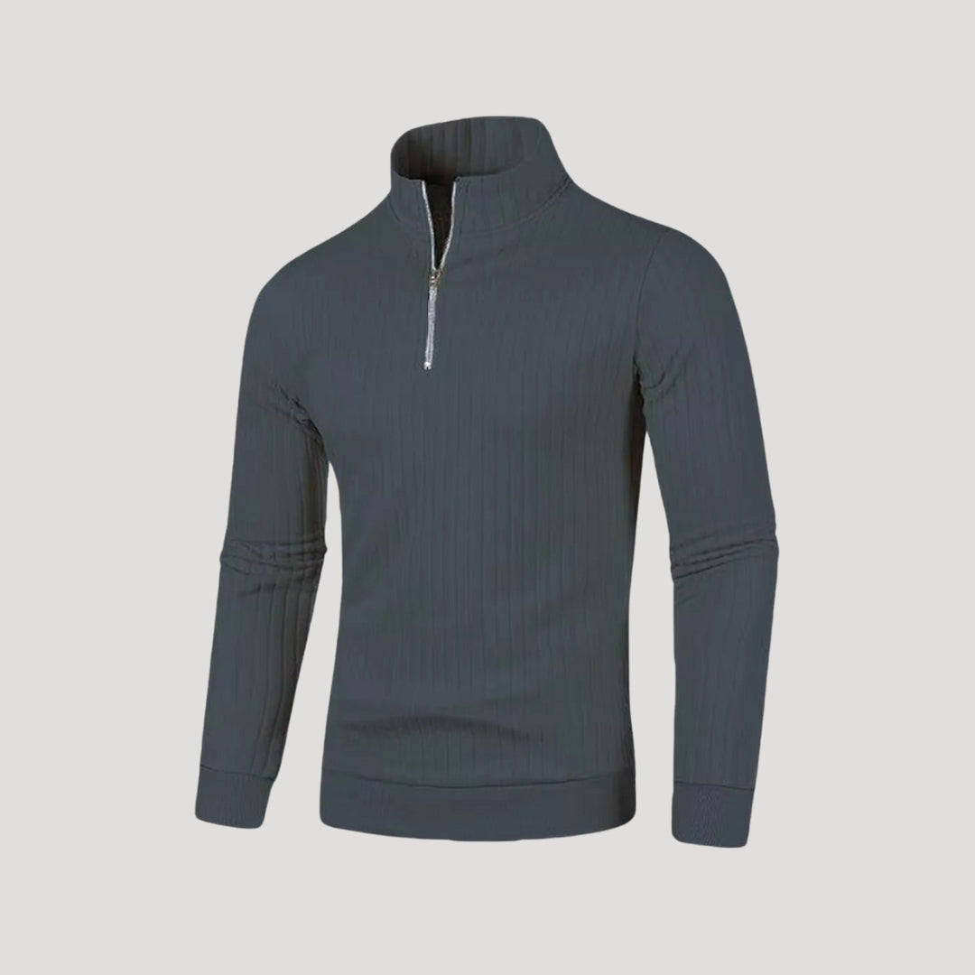 Herr Halvdraget Jumper Ribbad Textur