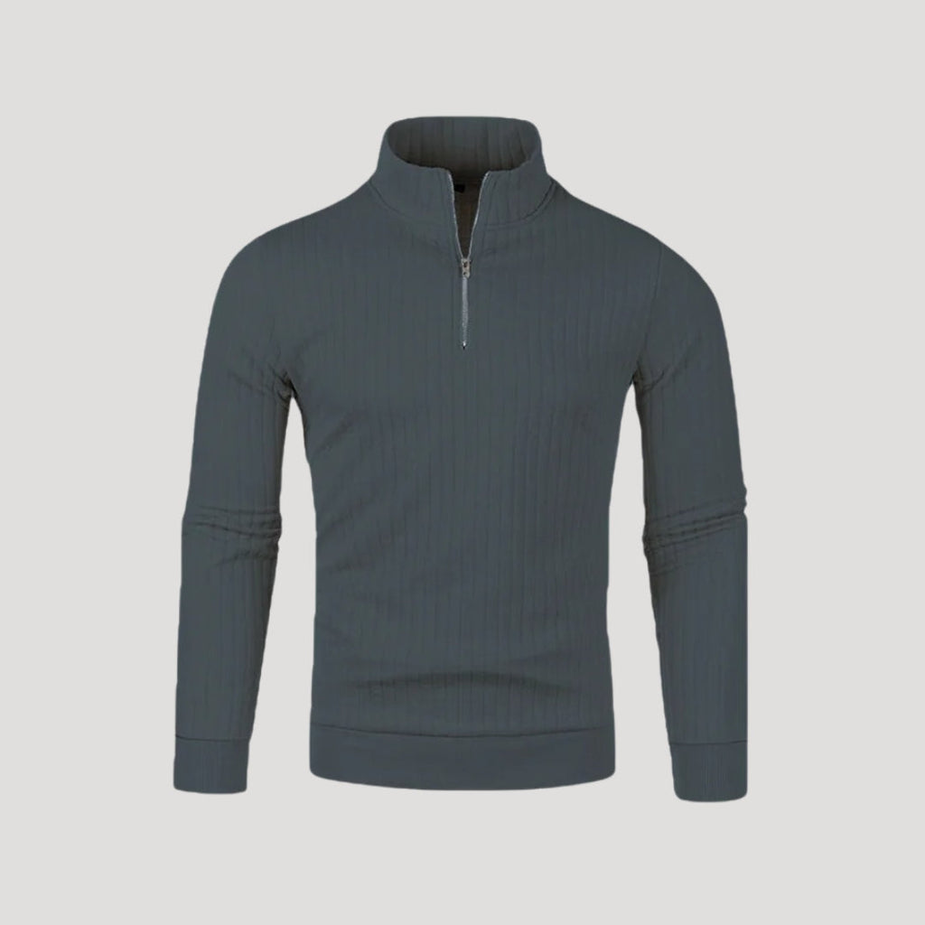 Herr Halvdraget Jumper Ribbad Textur