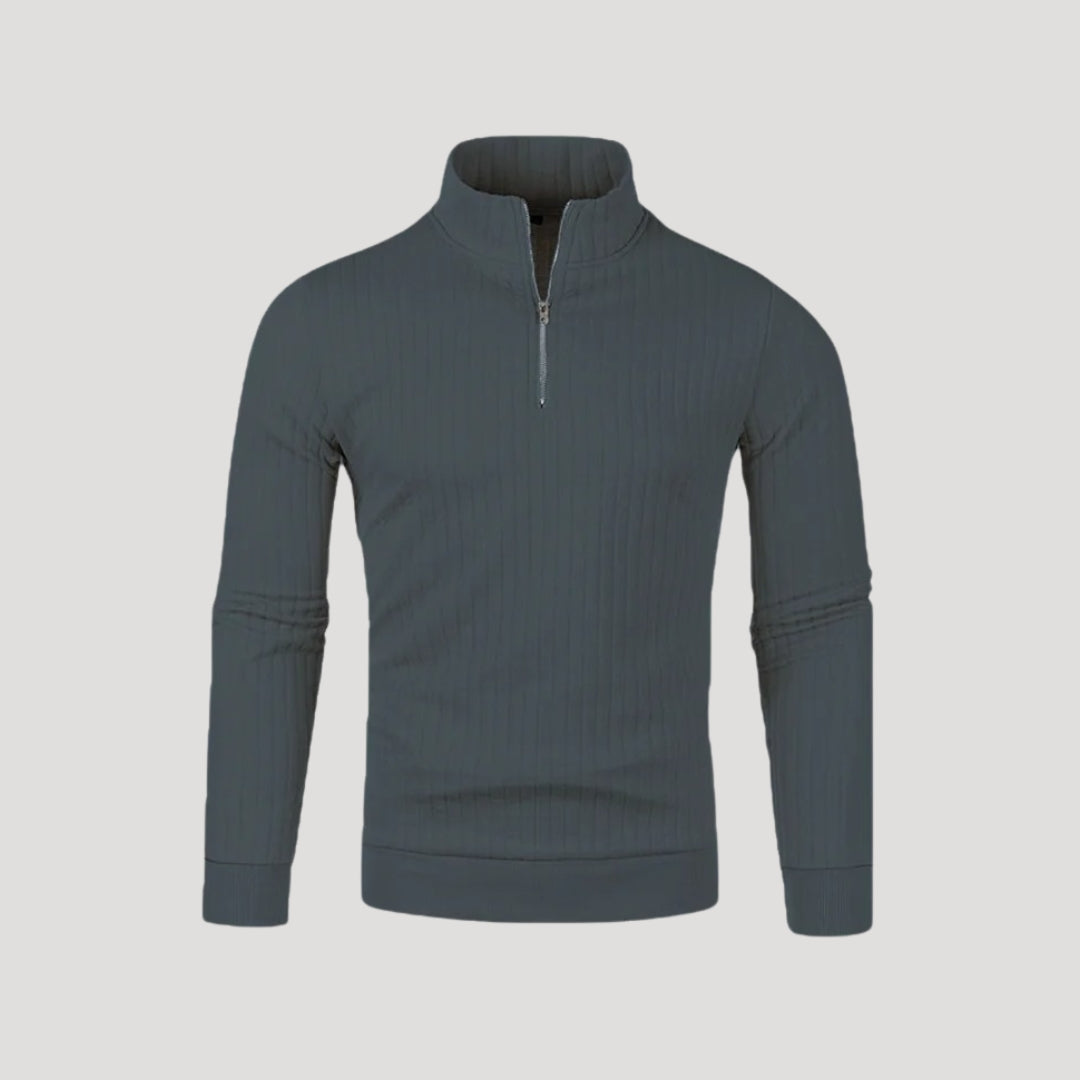 Herr Halvdraget Jumper Ribbad Textur