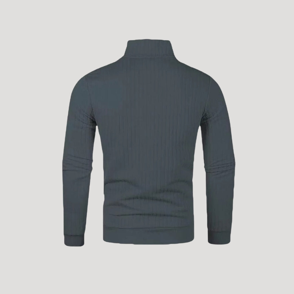Herr Halvdraget Jumper Ribbad Textur