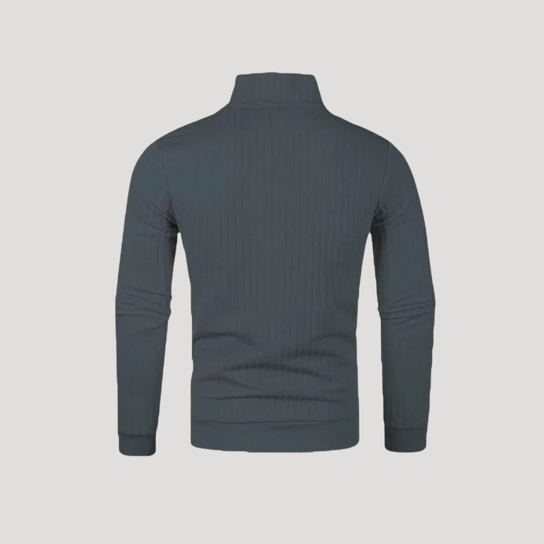 Herr Halvdraget Jumper Ribbad Textur