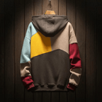 Hoodie för män - Varm överdimensionerad patchwork Huvtröja med pullover