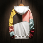 Hoodie för män - Varm överdimensionerad patchwork Huvtröja med pullover