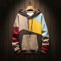 Hoodie för män - Varm överdimensionerad patchwork Huvtröja med pullover