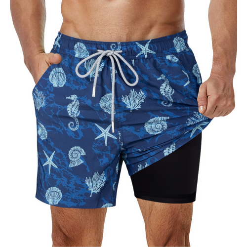 2-i-1 Badshorts för Män med Inbyggt Stöd