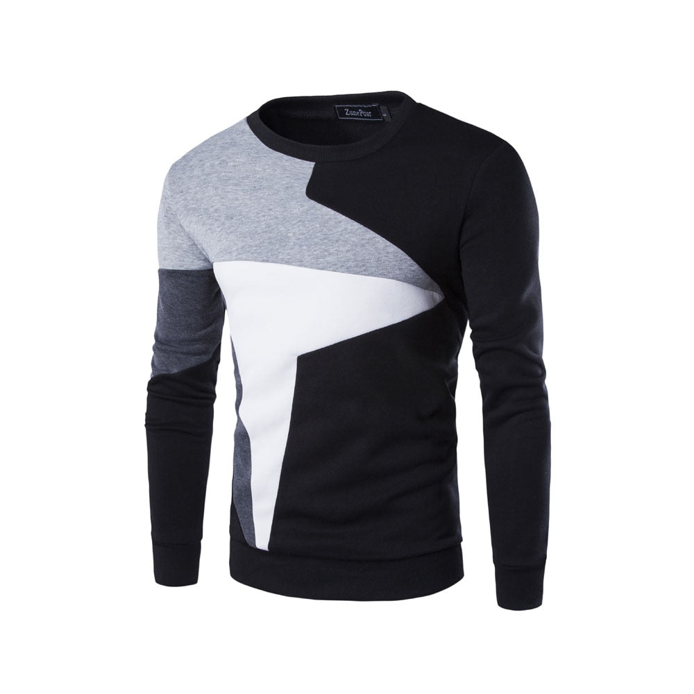 Mäns Crewneck Sweatshirt med Ribbstickade Detaljer