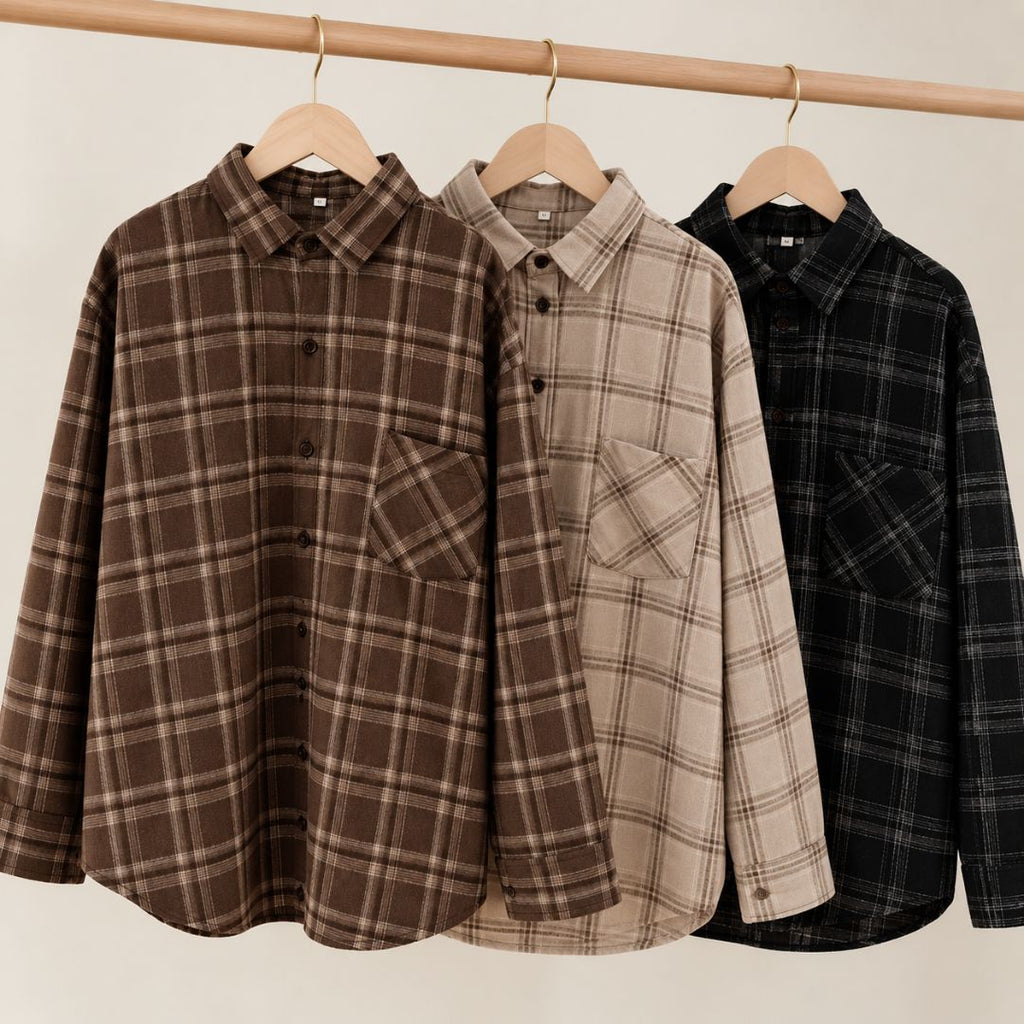 Rutig oversize skjorta – dam