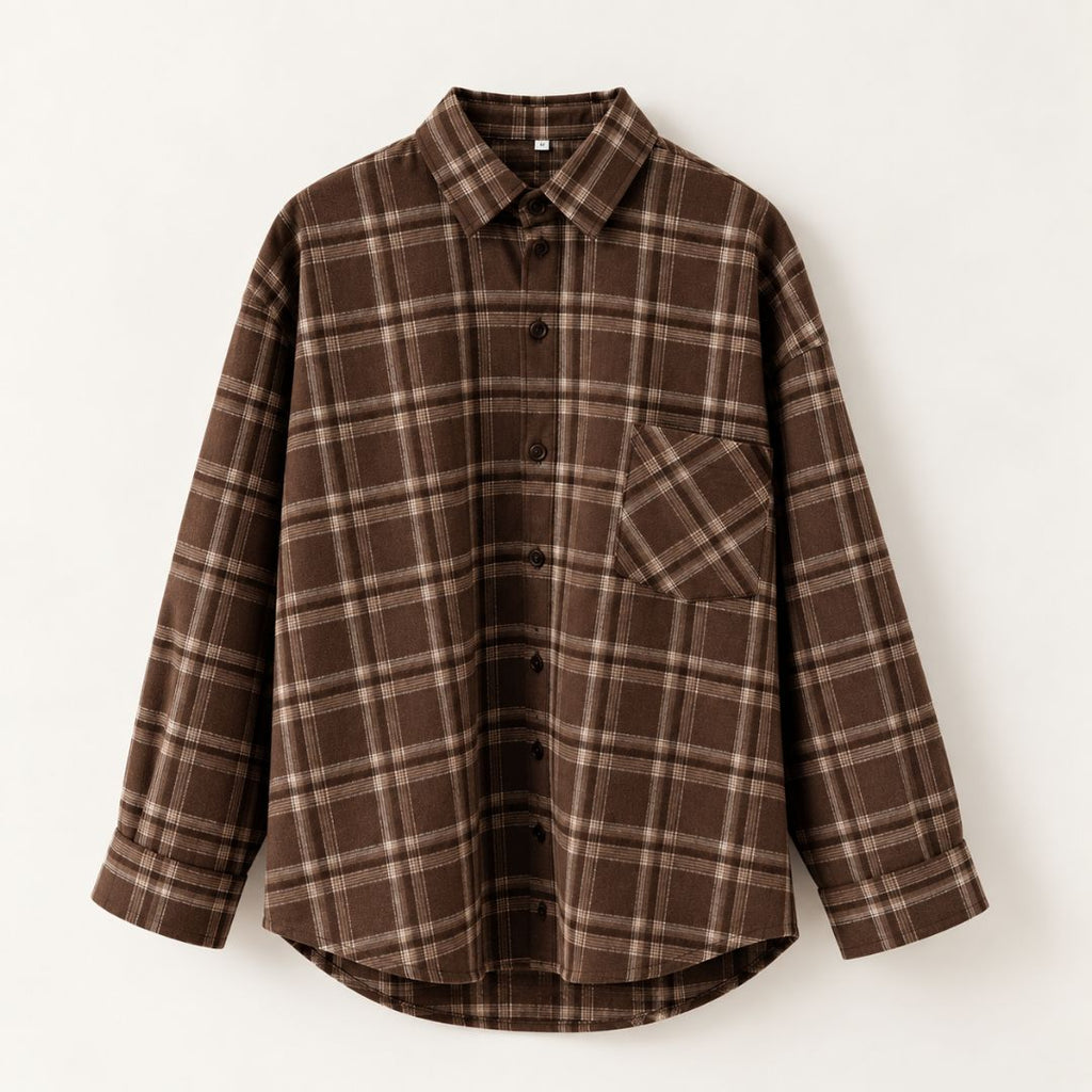 Rutig oversize skjorta – dam