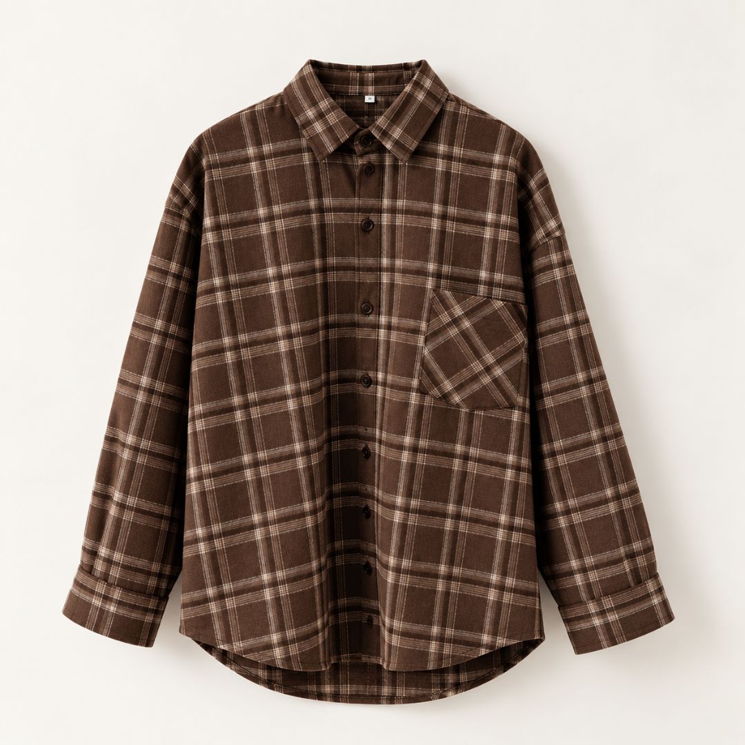 Rutig oversize skjorta – dam