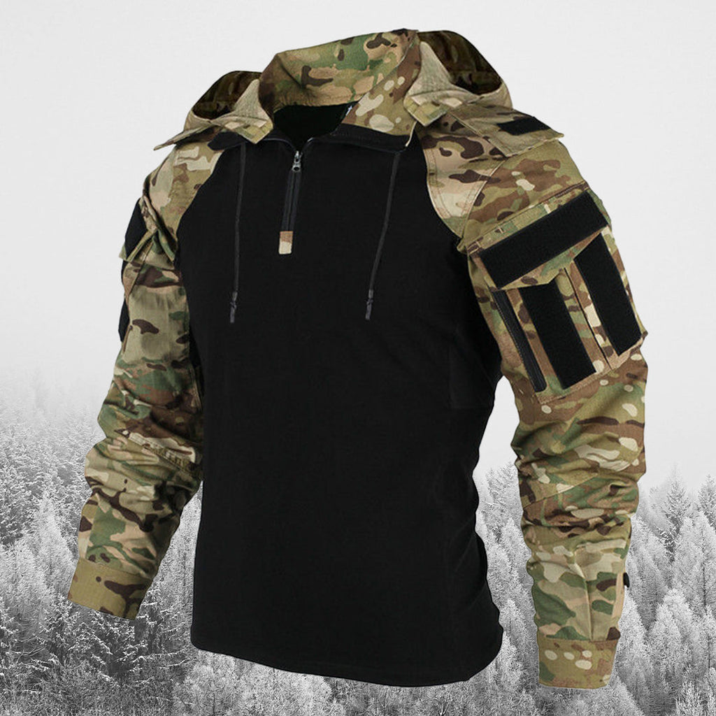 Outdoorjacka | Halv dragkedja | Huva | Taktisk jacka | Herrjacka