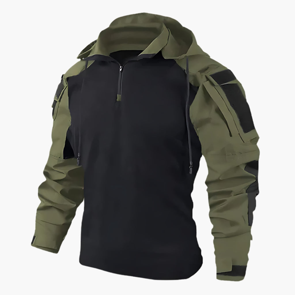 Outdoorjacka | Halv dragkedja | Huva | Taktisk jacka | Herrjacka