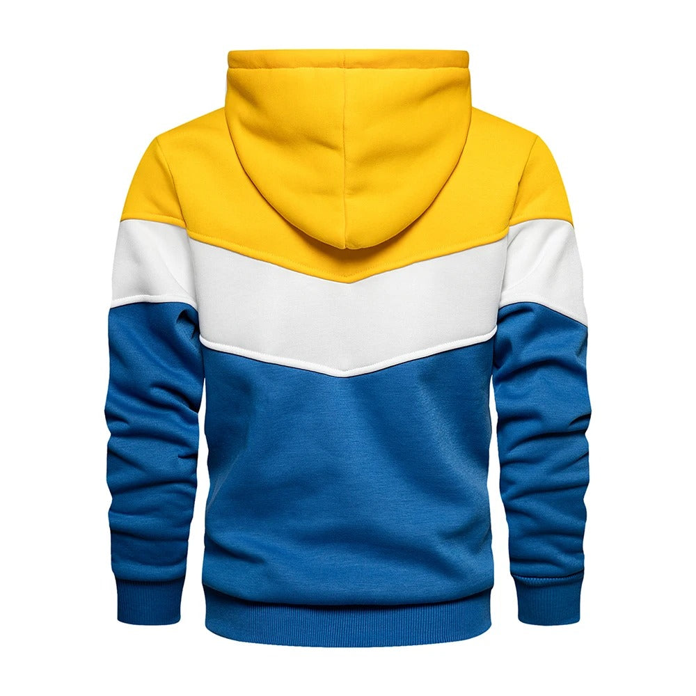 Patchwork Fleece Hoodie för män med unik design