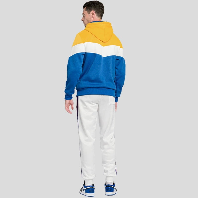 Patchwork Fleece Hoodie för män med unik design