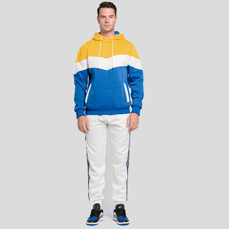 Patchwork Fleece Hoodie för män med unik design