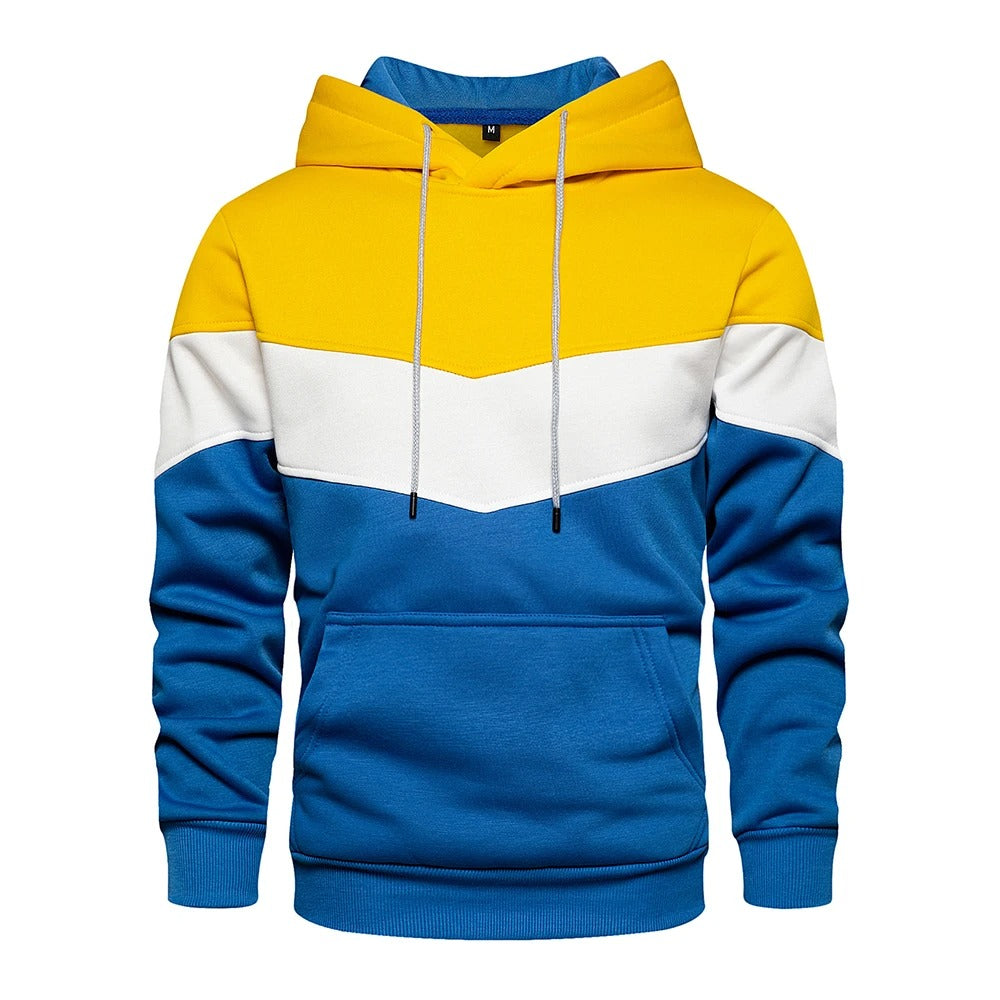 Patchwork Fleece Hoodie för män med unik design
