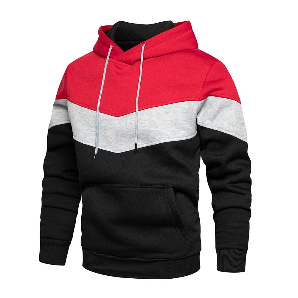 Patchwork Fleece Hoodie för män med unik design