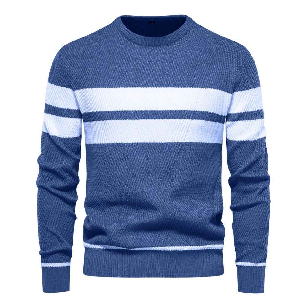 Patchwork-pullover med O-ringning för män
