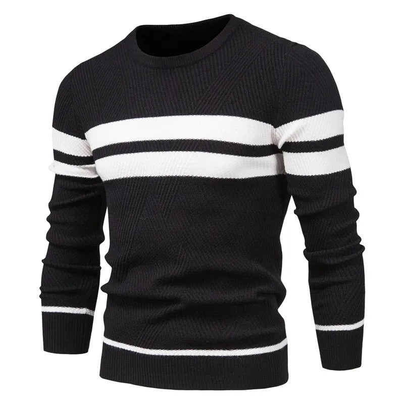 Patchwork-pullover med O-ringning för män