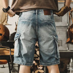 Herr Denim-Cargo-Bermuda i retro motorcykelstil – Ronex