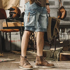 Herr Denim-Cargo-Bermuda i retro motorcykelstil – Ronex