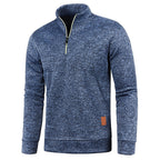 Herrpullover med halv dragkedja i tjockt tyg