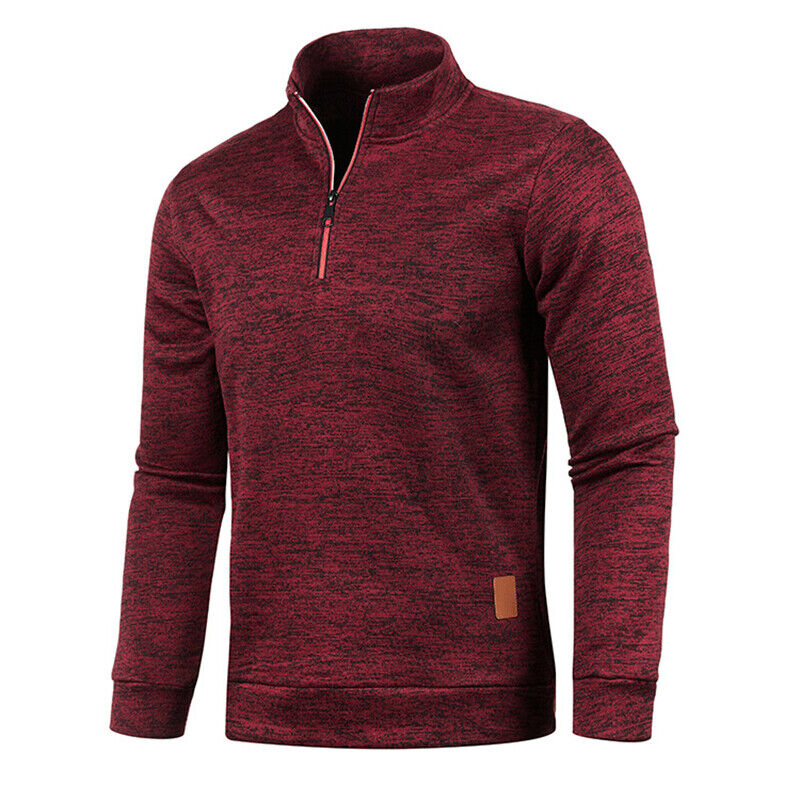 Herrpullover med halv dragkedja i tjockt tyg