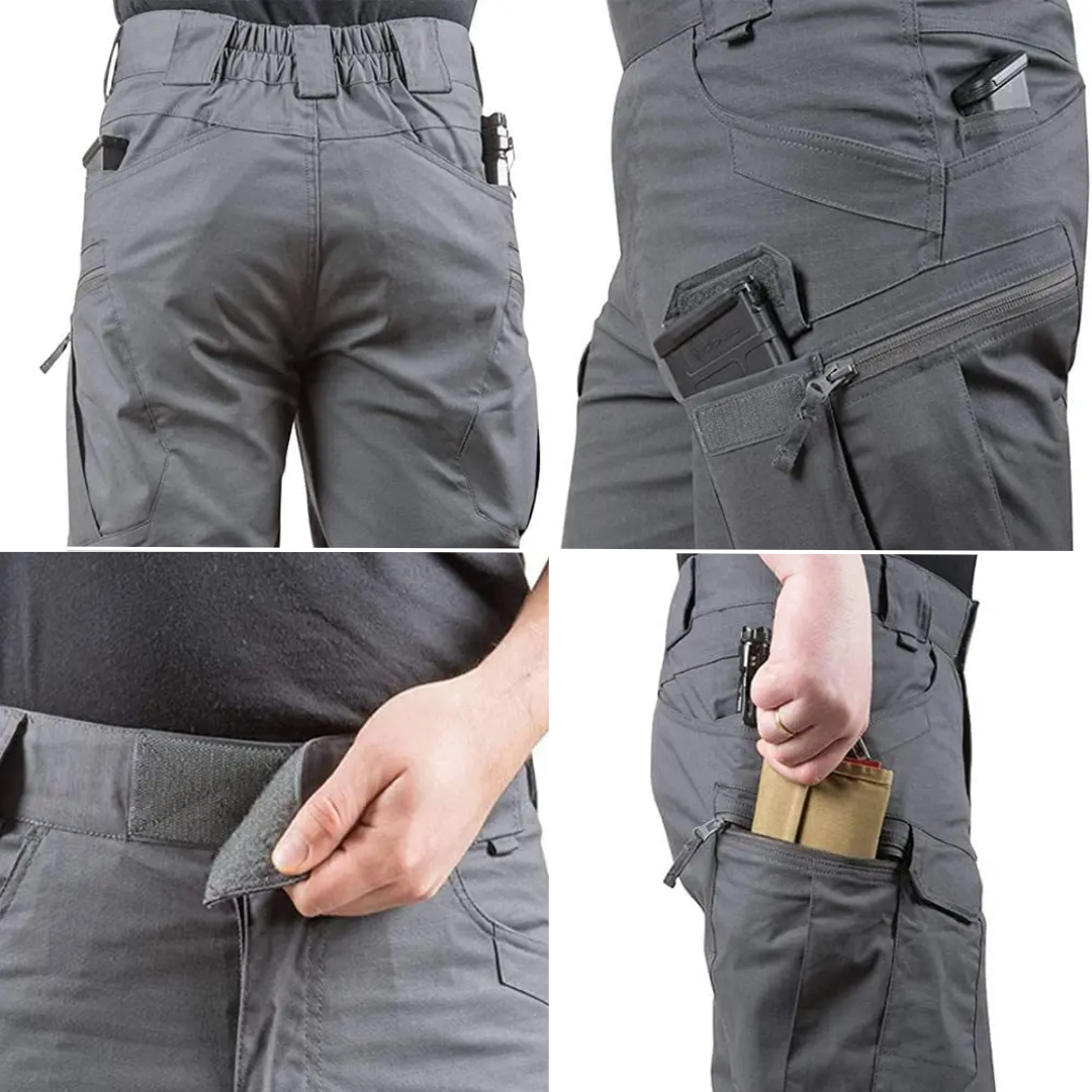 Herr Outdoorshorts med 6 fickor med dragkedjor - FlexTrek Cargo Shorts