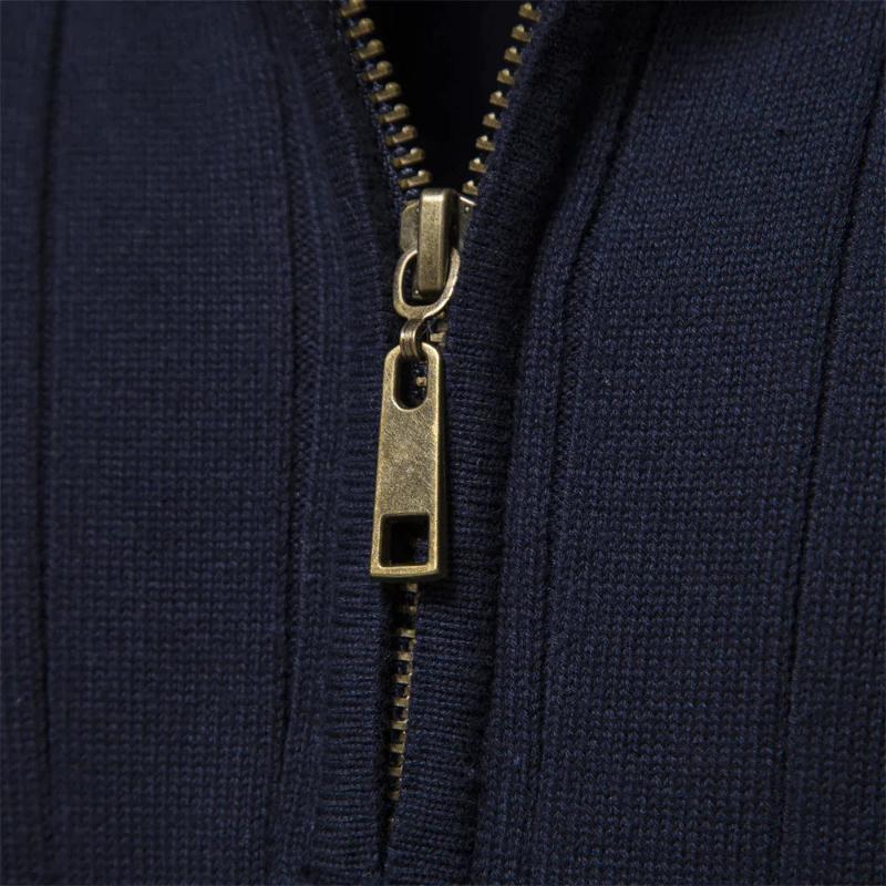 Tröja med halv dragkedja - Hög hals - Pullover - Ribbstickad tröja - Herrkläder