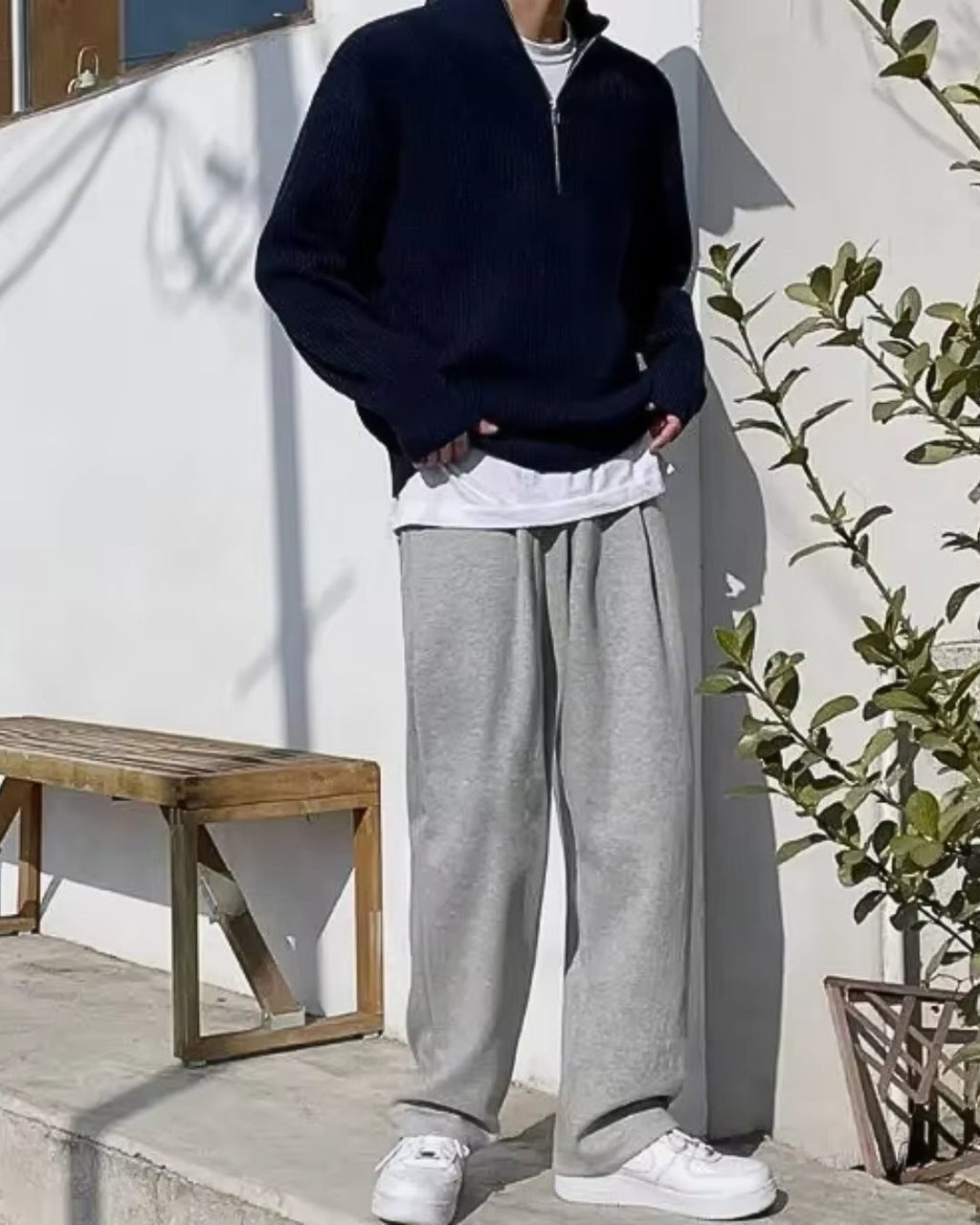 Tröja med halv dragkedja | Varm | Pullover | Stickad tröja | Jumper med halv dragkedja för män